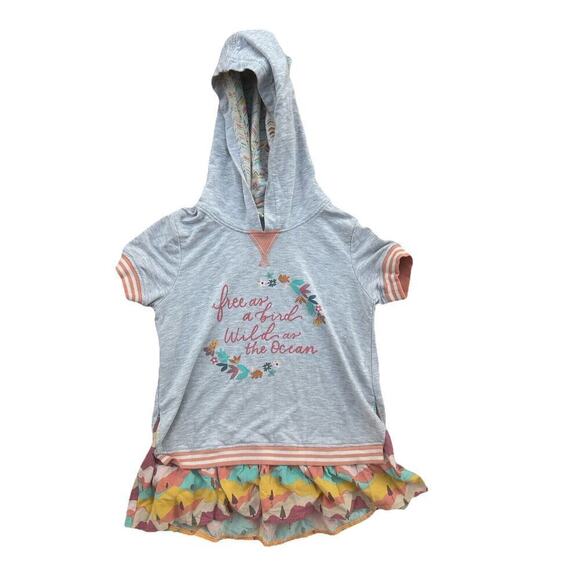 Matilda Jane Other - Matilda Jane Short Sleeve Hooded Shirt Free As A Bird Floral trim size 10